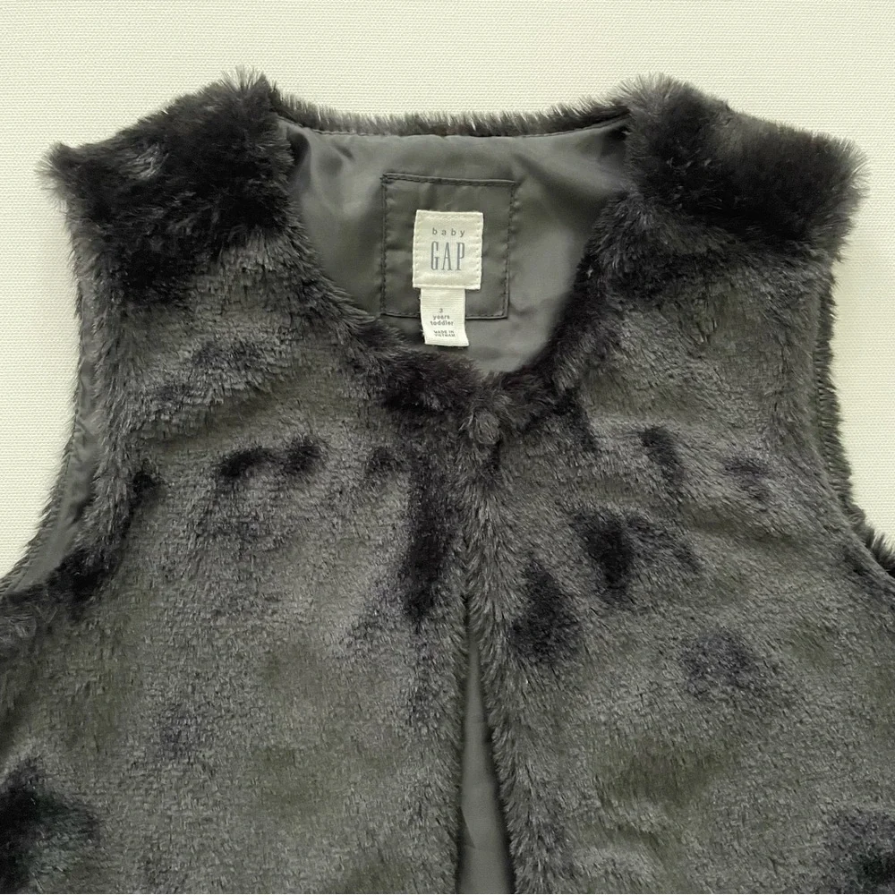 Baby Gap Black Faux Fur Vest Size 3 Years Toddler Girl